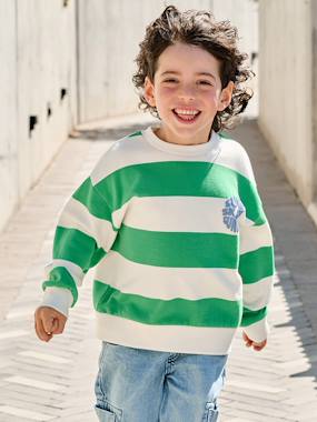 Sweat garçon rayé motif placé - vertbaudet enfant Garçon-Pull, gilet, sweat-Sweat-Sweat garçon rayé motif placé