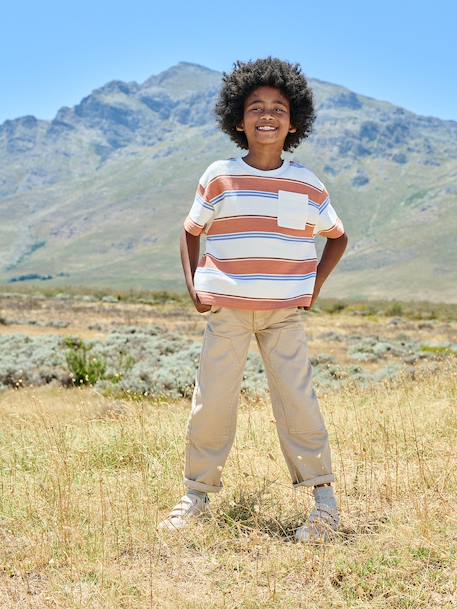 Striped T-Shirt for Boys printed orange - vertbaudet enfant 