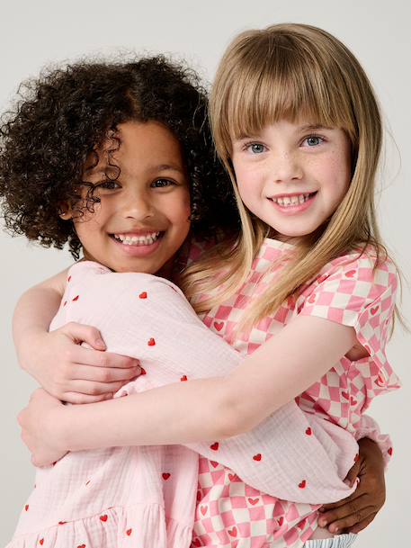 Girl's cotton gauze shirt aqua green+pale pink - vertbaudet enfant 