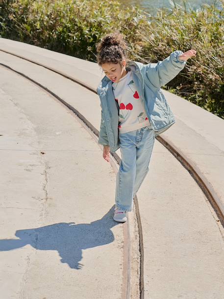 Girl's embroidered lightweight jacket grey green - vertbaudet enfant 
