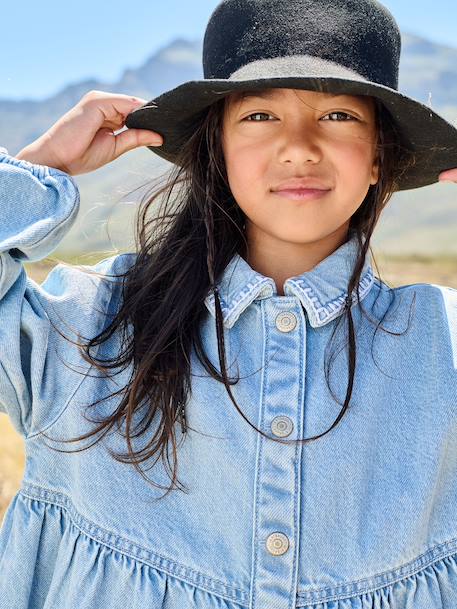 Girl's denim dress double stone - vertbaudet enfant 