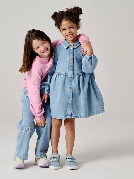 Girl's denim dress double stone - vertbaudet enfant 