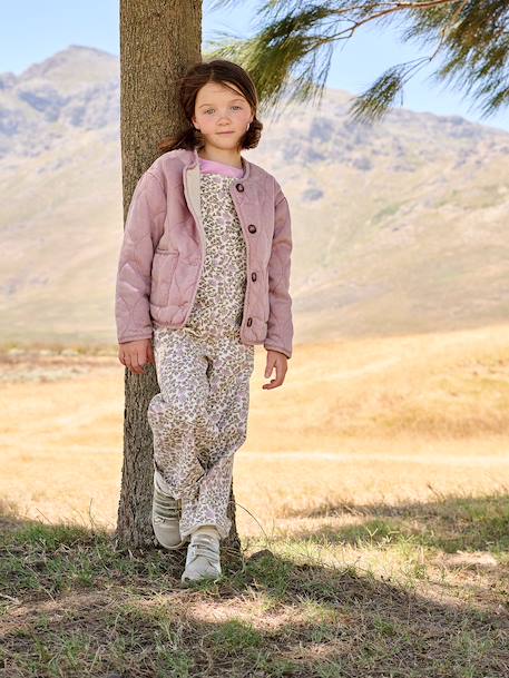 Girl's sherpa-lined quilted jacket rose - vertbaudet enfant 