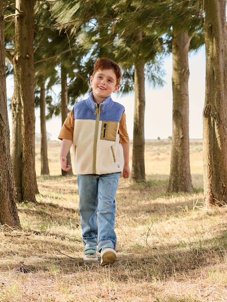 Sherpa sleeveless cardigan for boys multicoloured - vertbaudet enfant 