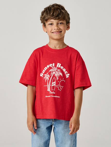 Printed boy's t-shirt English green+red - vertbaudet enfant 
