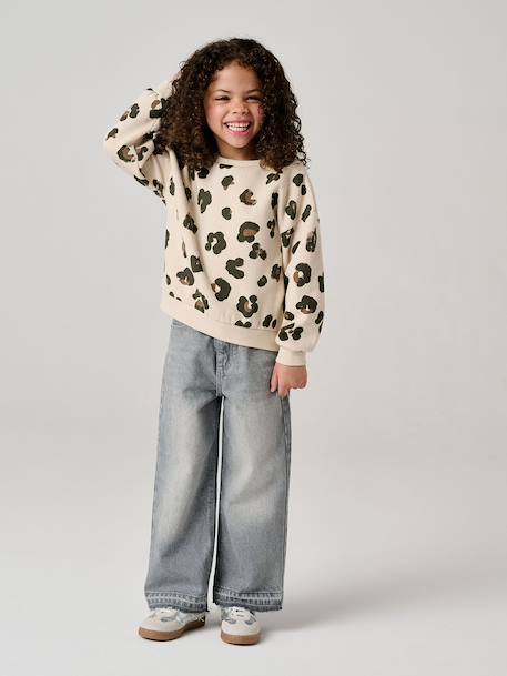 Sweatshirt with Fancy Motifs for Girls printed beige+printed white+rose+vanilla - vertbaudet enfant 