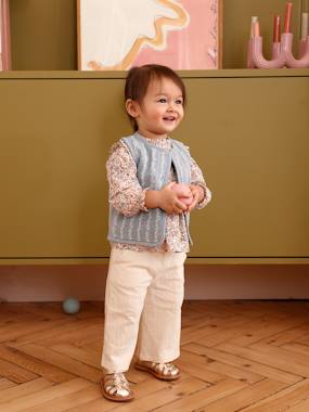 Baby-Crinkled Knit Trousers for Baby Girls 