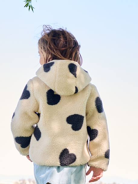 Veste fille sherpa motifs écru+vanille - vertbaudet enfant 