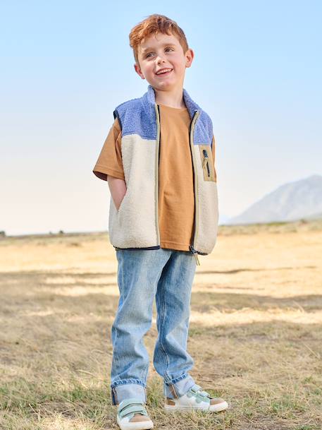 Straight Leg Jeans with Turn-Ups for Boys brut denim+stone - vertbaudet enfant 