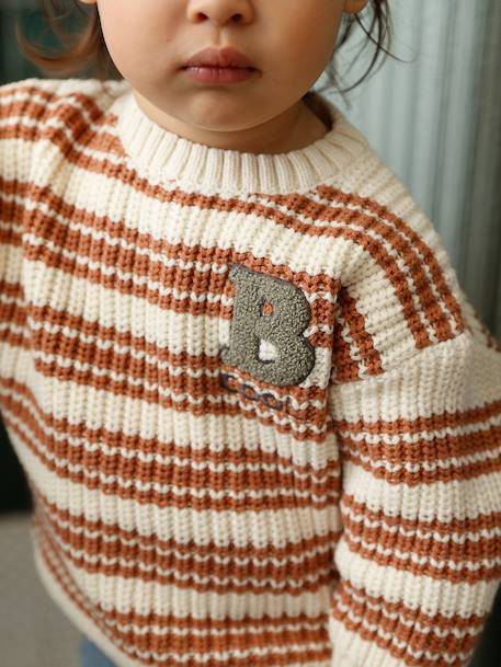 Striped Cotton Jumper for Baby Boys striped beige - vertbaudet enfant 