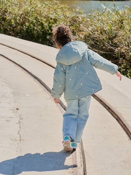 Girl's embroidered lightweight jacket grey green - vertbaudet enfant 