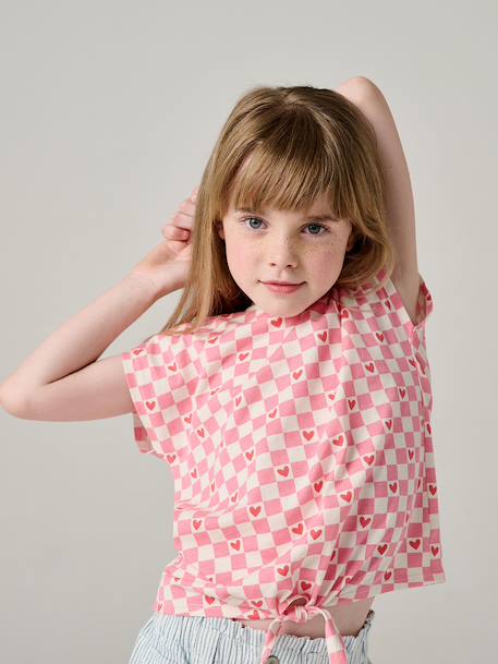 Printed T-Shirt for Girls lavender+printed white+rose+white - vertbaudet enfant 