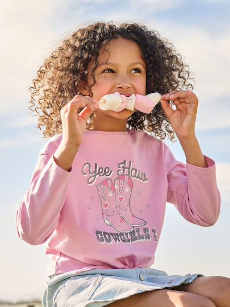 T-shirt fille à nouette mauve - vertbaudet enfant 