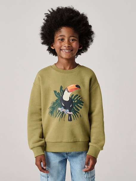 Boys’ Brushed Fleece Sweatshirt night blue+olive - vertbaudet enfant 
