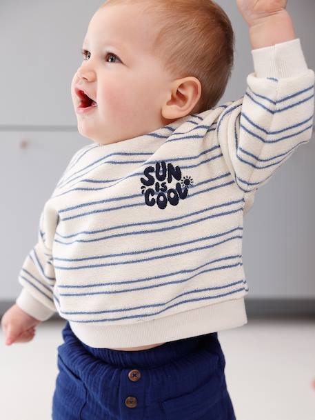 Sweat bébé garçon en éponge écru - vertbaudet enfant 