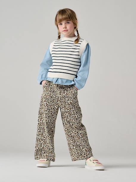 Sleeveless Jumper for Girls camel+ecru - vertbaudet enfant 