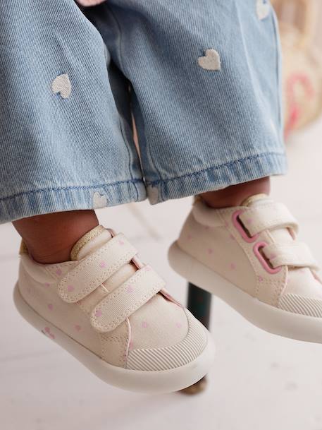 Touch-Fastening Trainers in Canvas for Baby Girls crystal blue+GREEN LIGHT ALL OVER PRINTED+printed pink+printed violet+set pink+White - vertbaudet enfant 