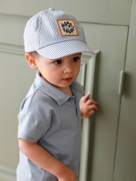 'Happy Youpi' Cap for Babies striped blue - vertbaudet enfant 