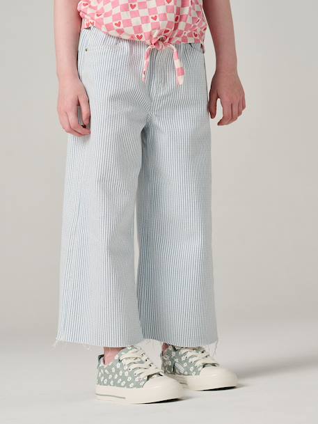 Pantacourt fille coton rayé bleu - vertbaudet enfant 