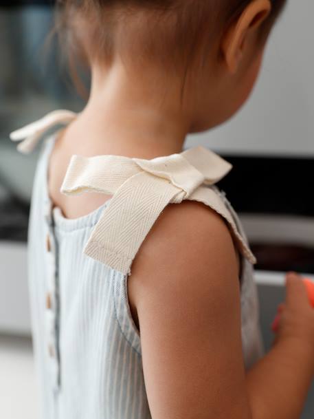 Girls' cotton playsuit striped blue - vertbaudet enfant 