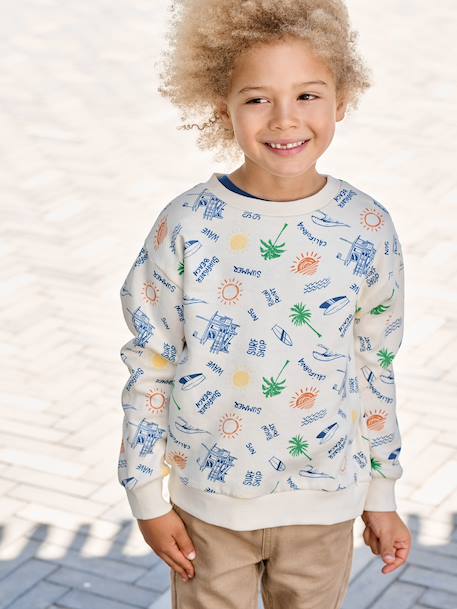 Round-neck sweatshirt for boys ecru - vertbaudet enfant 