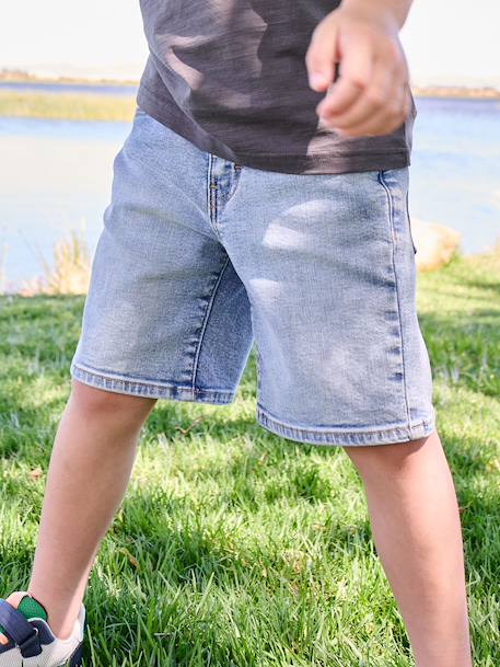 Boy's adjustable waist denim bermuda shorts double stone+stone - vertbaudet enfant 