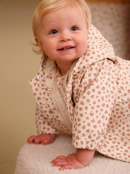 Rain coat 3-in-1 for baby girls with leopard print ecru - vertbaudet enfant 