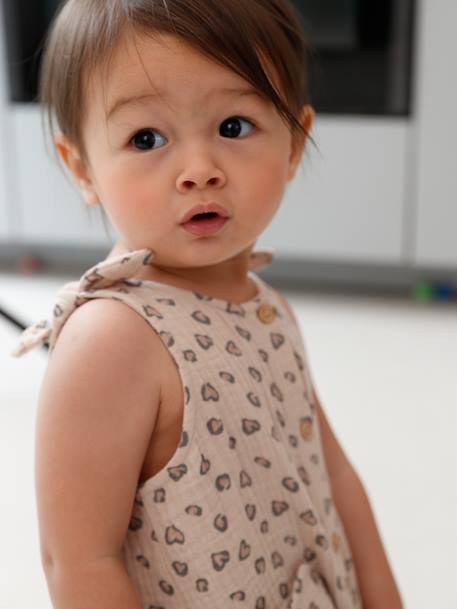 Printed Playsuit for Baby Girls beige - vertbaudet enfant 