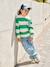 Striped boy's sweatshirt with placed motif pistachio+striped yellow - vertbaudet enfant 