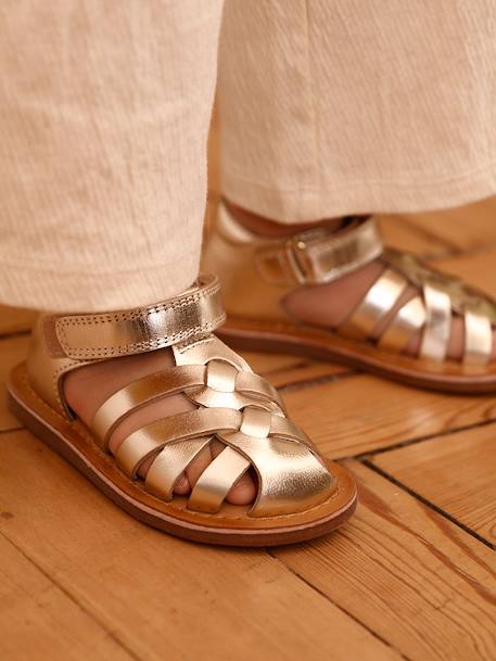 Closed leather sandals gold - vertbaudet enfant 