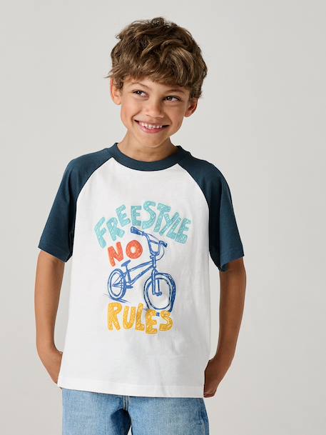 Boy's short-sleeved t-shirt emerald green+ocean blue - vertbaudet enfant 