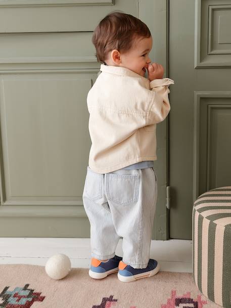Shirt with Press Studs for Babies sandy beige+taupe - vertbaudet enfant 