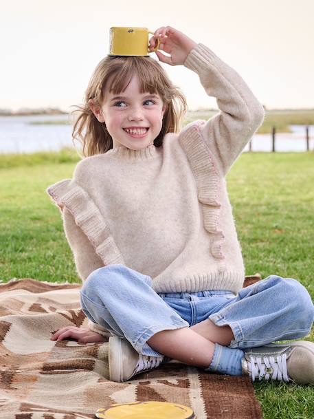 Knitted Jumper for Girls ecru - vertbaudet enfant 