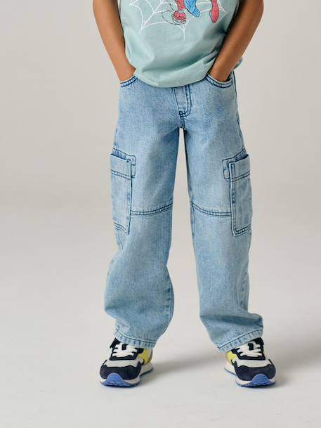 Pantalon battle garçon en denim double stone - vertbaudet enfant 
