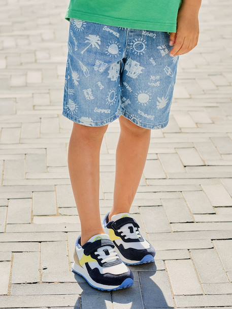 Easy-to-Slip-On Denim Bermuda Shorts for Boys denim grey+double stone+printed blue+stone+striped blue - vertbaudet enfant 