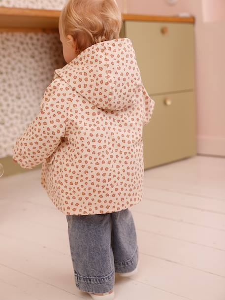 Rain coat 3-in-1 for baby girls with leopard print ecru - vertbaudet enfant 