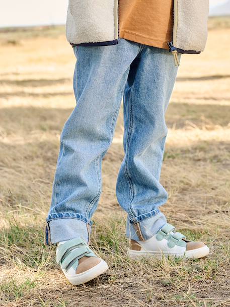 Jean garçon droit à revers denim brut+stone - vertbaudet enfant 