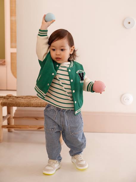 College-Style Jacket in Fleece for Babies green - vertbaudet enfant 