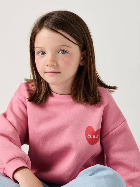 Sweat fille motif imprimé corail+pivoine+vanille+violet - vertbaudet enfant 