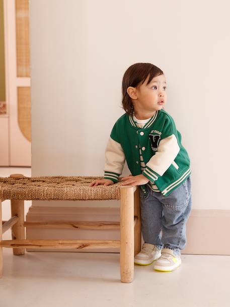 College-Style Jacket in Fleece for Babies green - vertbaudet enfant 