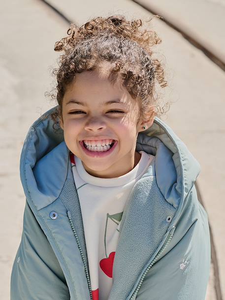 Girl's embroidered lightweight jacket grey green - vertbaudet enfant 