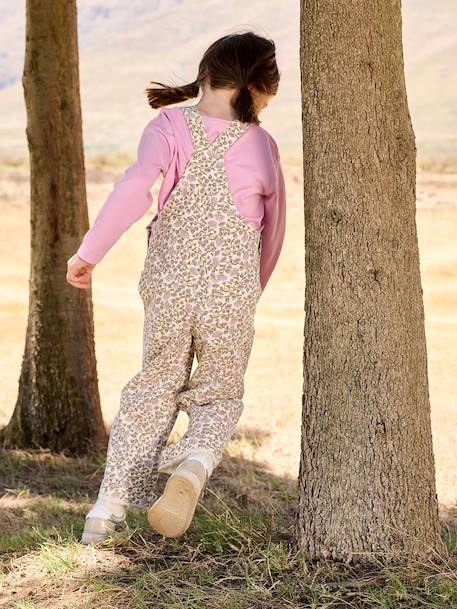 Girl's dungaree with floral print ecru - vertbaudet enfant 