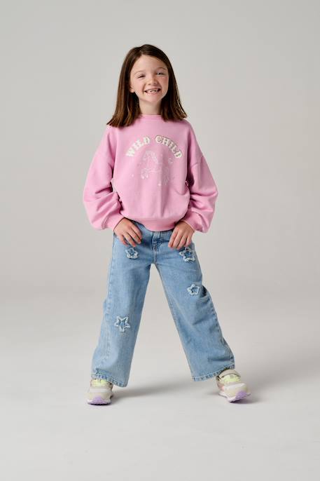 Long-Sleeved Sweatshirt for Girls mauve - vertbaudet enfant 