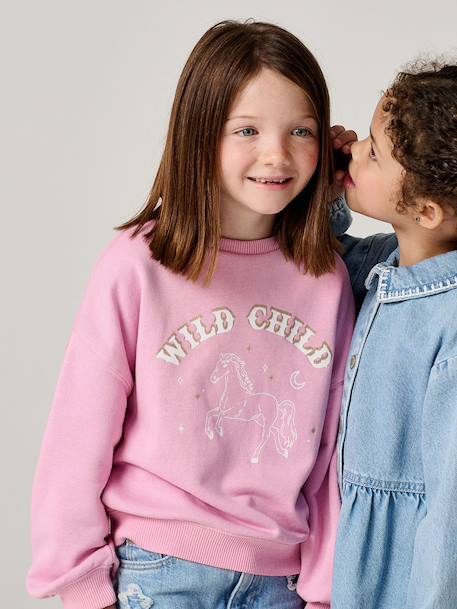 Long-Sleeved Sweatshirt for Girls mauve - vertbaudet enfant 
