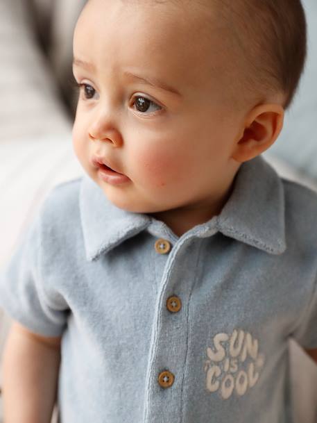 Baby Towelling Playsuit sky blue - vertbaudet enfant 