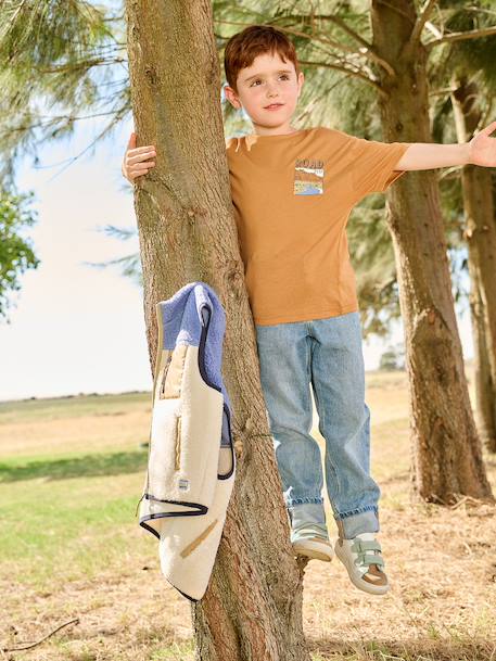 Boy's short-sleeved patterned T-shirt orange - vertbaudet enfant 