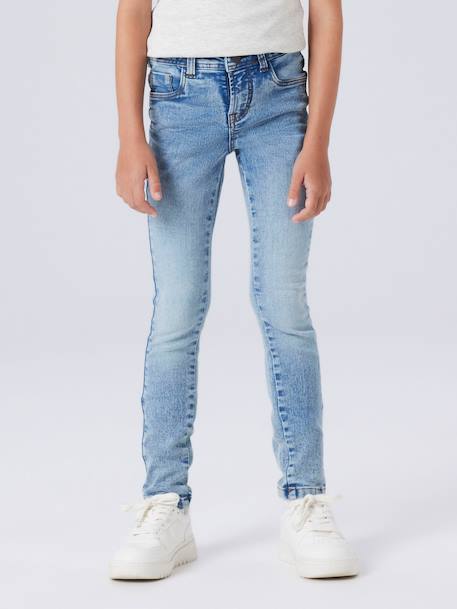 Jean Fille NAME IT - Taille Haute Réglable, Jambe Large, Extensible, Cinq Poches, Style Confortable Et élégant