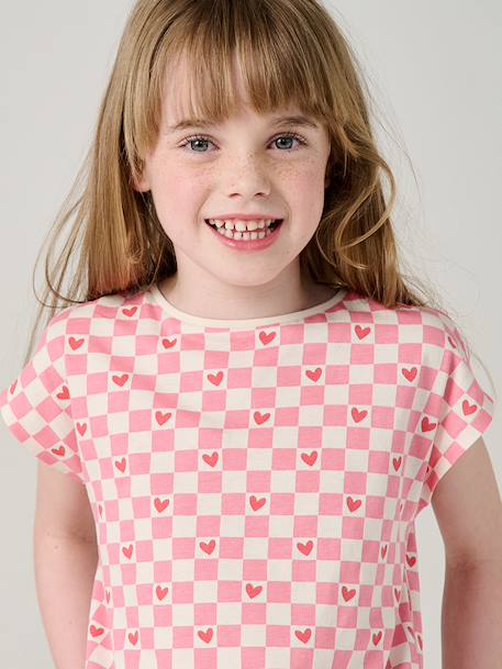 Printed T-Shirt for Girls lavender+printed white+rose+white - vertbaudet enfant 