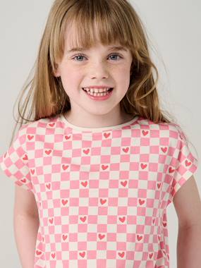 Fille-T-shirt, sous-pull-T-shirt-T-shirt fille imprimé noeud fantaisie manches courtes