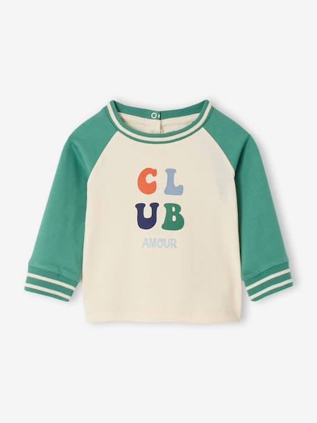 Organic cotton long-sleeved 'cool baby' T-shirt for babies green+mustard - vertbaudet enfant 